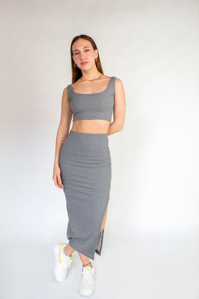 The Rib Crop Top Dark Gray