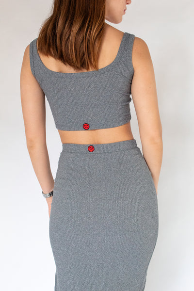 The Rib Crop Top Dark Gray